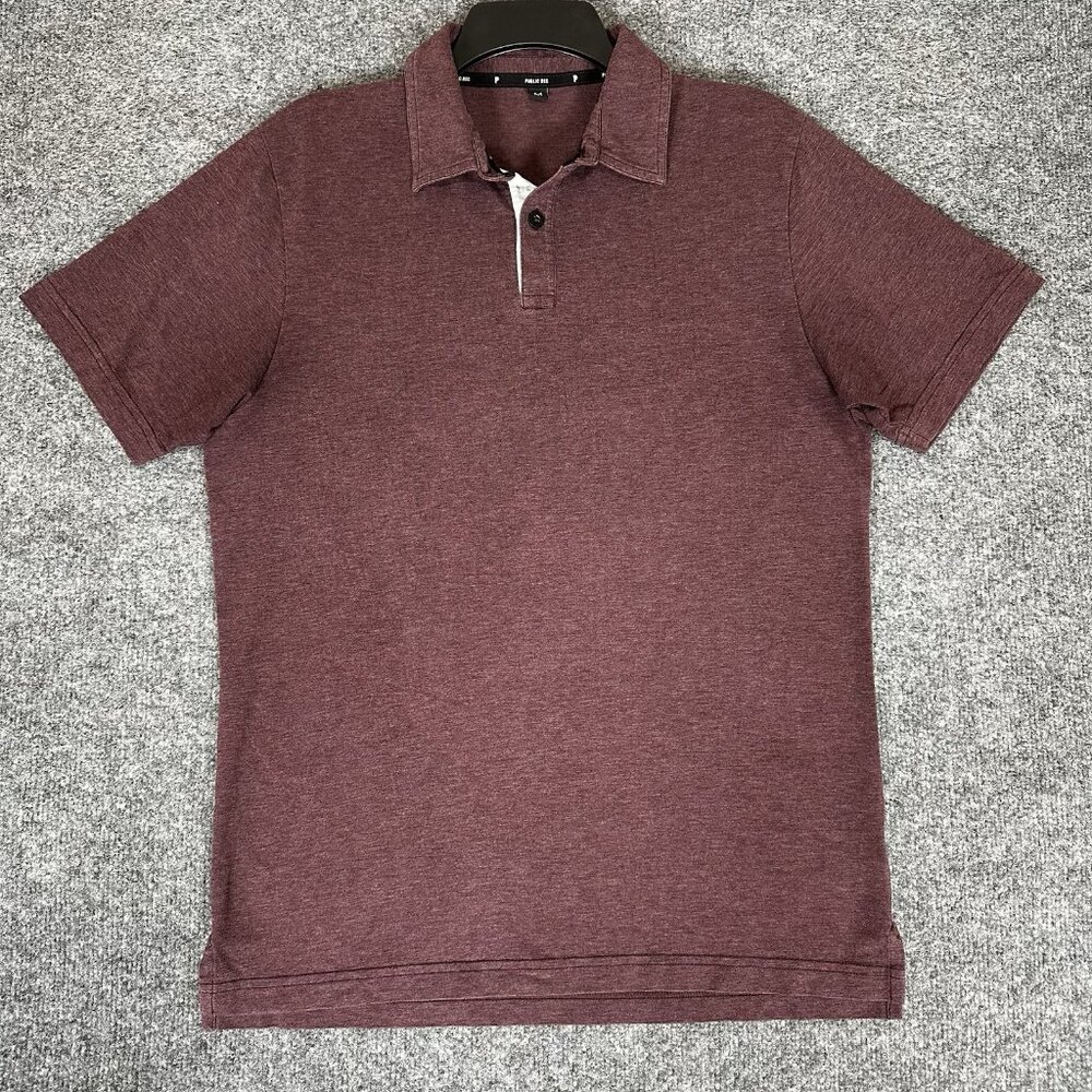 Public Rec Polo Shirt Mens Medium Maroon Short Sleeve Performance Stretch Casual